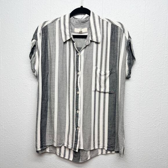 Thread & Supply Linen Blend Cottagecore Casual Neutral Workwear Womens Top Large - Picture 1 of 11